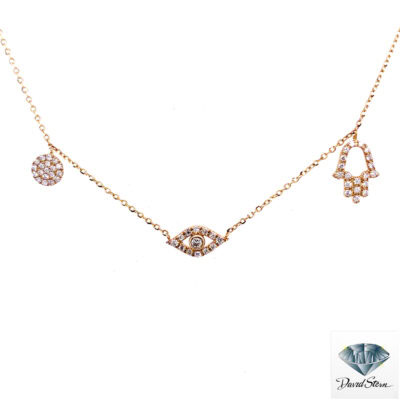 0.22 CT Round Brilliant Diamond Fashionable Necklace in 14kt Yellow Gold.